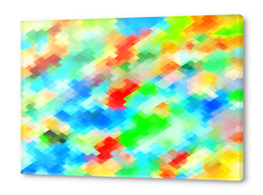 psychedelic geometric pixel abstract pattern in blue green red orange Acrylic prints by Timmy333