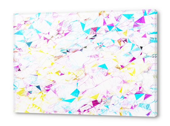 psychedelic geometric triangle polygon pattern abstract background in pink blue yellow Acrylic prints by Timmy333