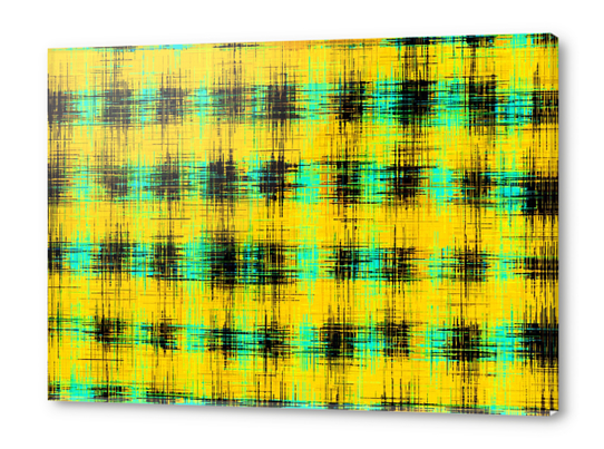 plaid pattern abstract texture in yellow green black Acrylic prints by Timmy333