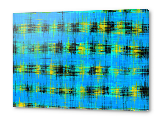 plaid pattern abstract texture in blue yellow black Acrylic prints by Timmy333