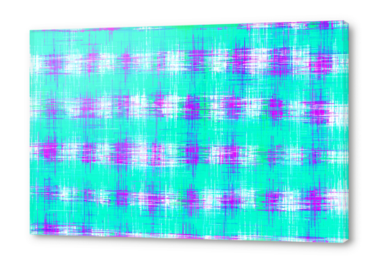 plaid pattern graffiti painting abstract in blue green and pink Acrylic prints by Timmy333