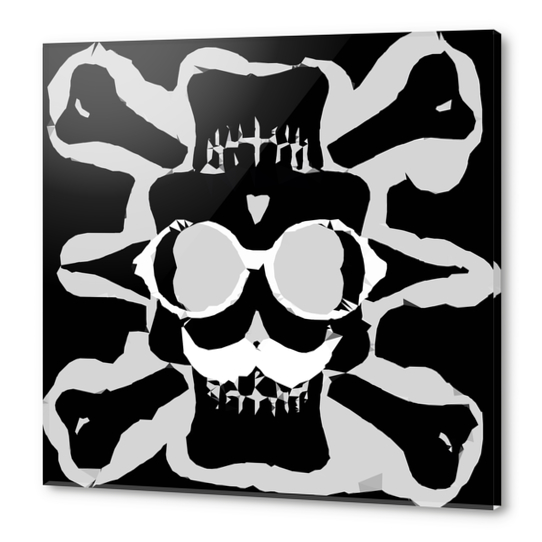 old funny skull with glasses art portrait in black and white Acrylic prints by Timmy333