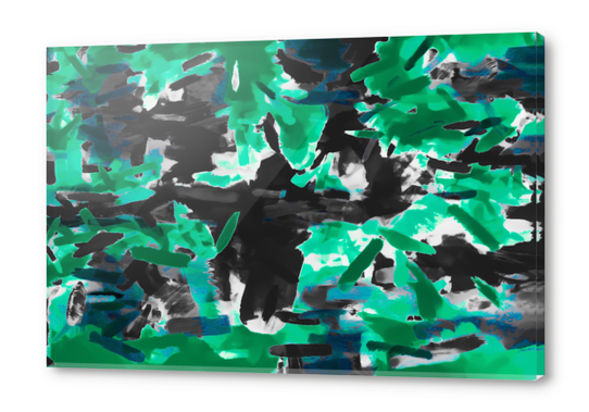 psychedelic vintage camouflage painting texture abstract in green and black Acrylic prints by Timmy333