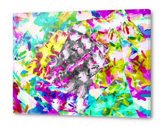 psychedelic splash painting abstract in pink blue yellow green purple Acrylic prints by Timmy333