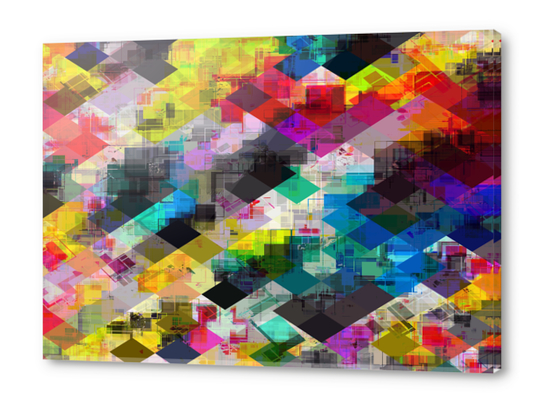 psychedelic square pixel pattern abstract background in red pink blue yellow green Acrylic prints by Timmy333