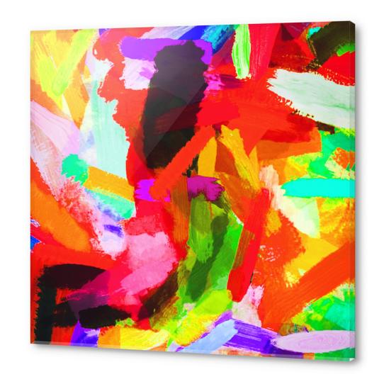 red orange blue green purple painting texture abstract background Acrylic prints by Timmy333