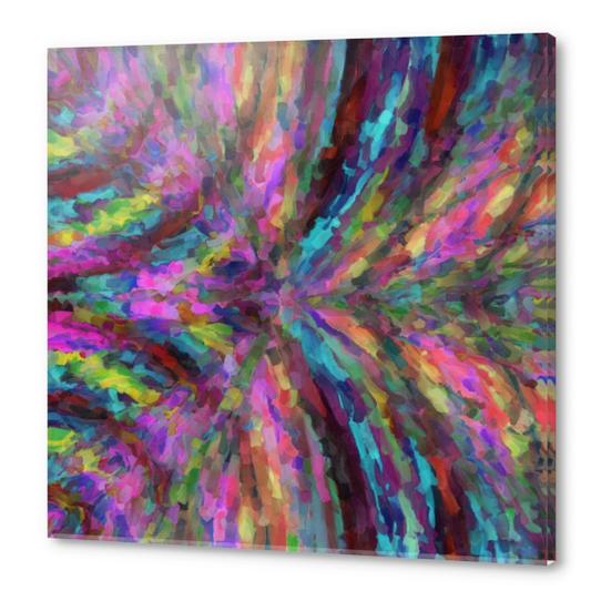 psychedelic splash painting texture abstract in pink blue yellow Acrylic prints by Timmy333