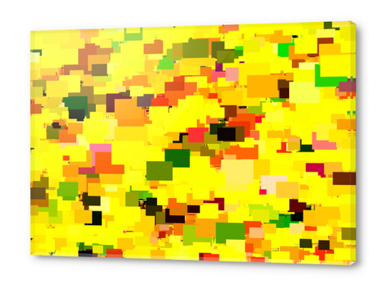 geometric square pattern pixel abstract background in yellow orange green red Acrylic prints by Timmy333