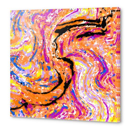 splash painting abstract in pink orange yellow blue and black Acrylic prints by Timmy333