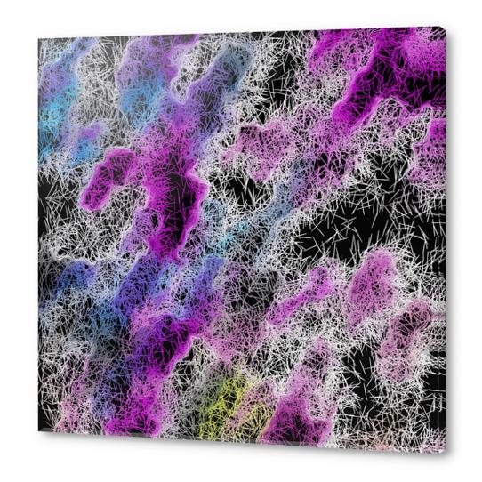 psychedelic geometric splash color abstract in pink purple blue and black Acrylic prints by Timmy333