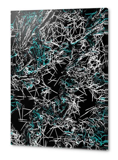 psychedelic geometric drawing abstract in blue black and white Acrylic prints by Timmy333