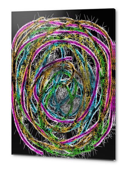 colorful psychedelic graffiti abstract in pink green blue yellow with black background Acrylic prints by Timmy333