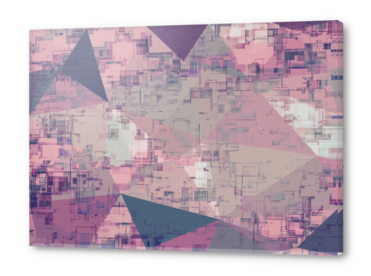 psychedelic geometric triangle polygon pattern abstract in pink and purple Acrylic prints by Timmy333