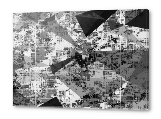 psychedelic geometric triangle polygon pattern abstract background in black and white Acrylic prints by Timmy333