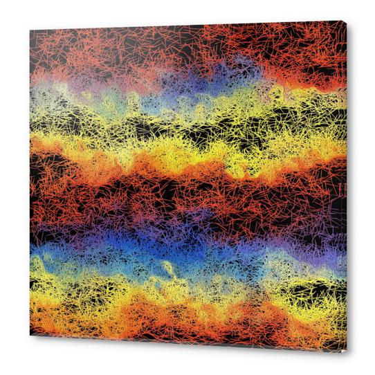 psychedelic geometric drawing abstract in red yellow blue and black Acrylic prints by Timmy333