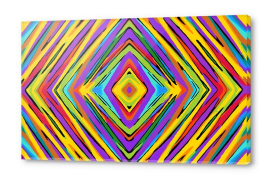 psychedelic geometric graffiti square pattern abstract in blue purple pink yellow green Acrylic prints by Timmy333