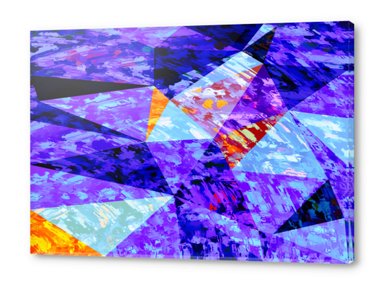 vintage psychedelic geometric triangle polygon pattern abstract in purple blue orange Acrylic prints by Timmy333