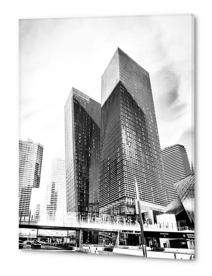 twin buildings at Las Vegas, USA in black and white Acrylic prints by Timmy333