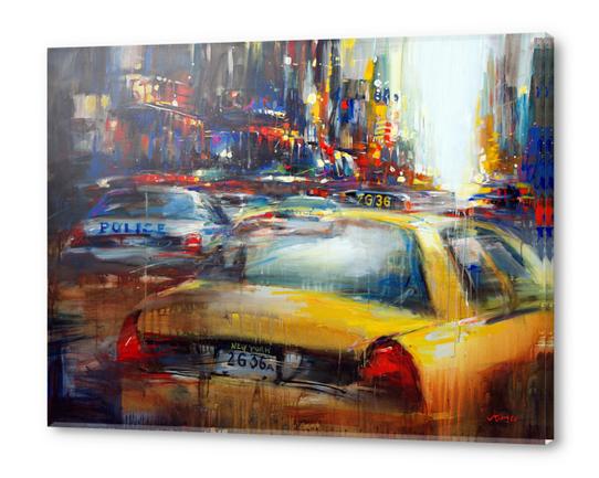 NY cops and taxi Acrylic prints by Vantame