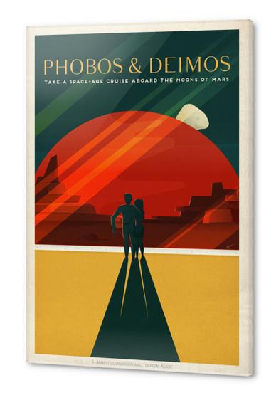 SpaceX Phobos & Deimos - Take a Space-Age Cruise Aboard the Moons of Mars - SpaceX Mars Travel Poster Acrylic prints by Space Travel