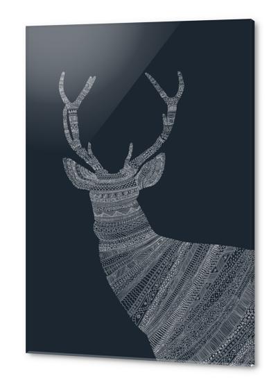 Stag (blue) Acrylic prints by Florent Bodart - Speakerine