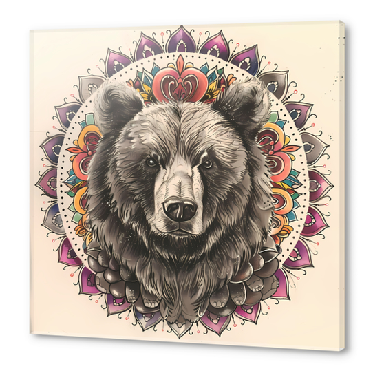 Mandala - Bear Acrylic prints by aleibanez