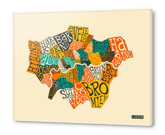 LONDON BOROUGHS Acrylic prints by Jazzberry Blue