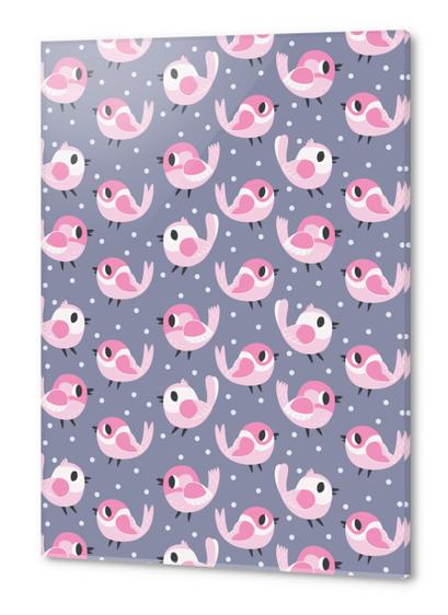 Pink Birds Pattern Acrylic prints by Claire Jayne Stamper