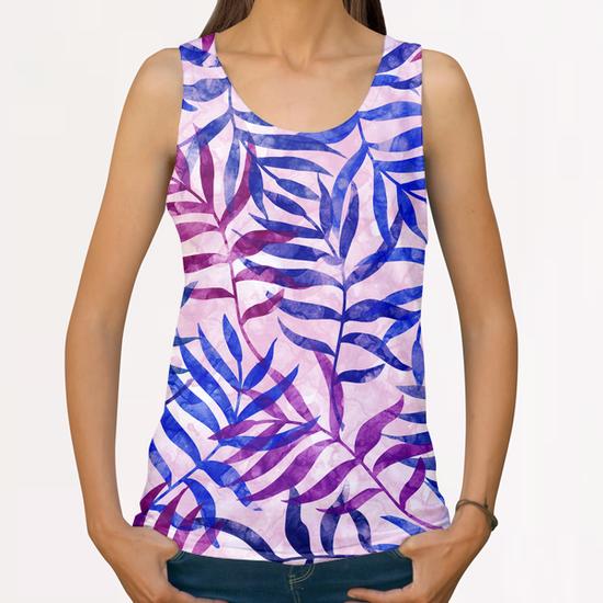 Watercolor Tropical Palm Leaves X 0.1 All Over Print Tanks by Amir Faysal