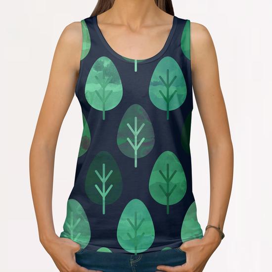 Watercolor Forest Pattern All Over Print Tanks by Amir Faysal