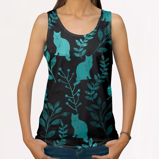 Floral and Cat  All Over Print Tanks by Amir Faysal