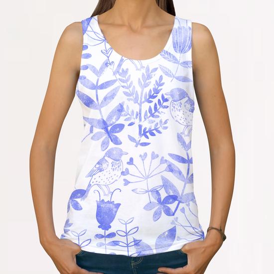 ABSTRACT FLORAL AND BIRDS X 0.2 All Over Print Tanks by Amir Faysal