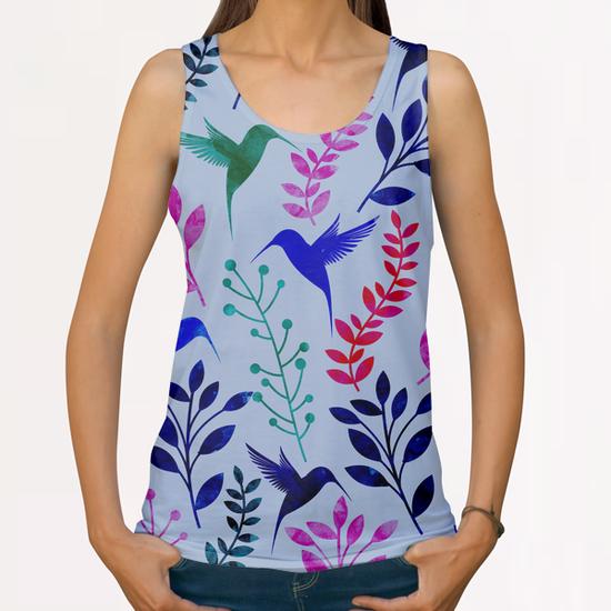 WATERCOLOR FLORAL AND BIRDS X 0.3 All Over Print Tanks by Amir Faysal