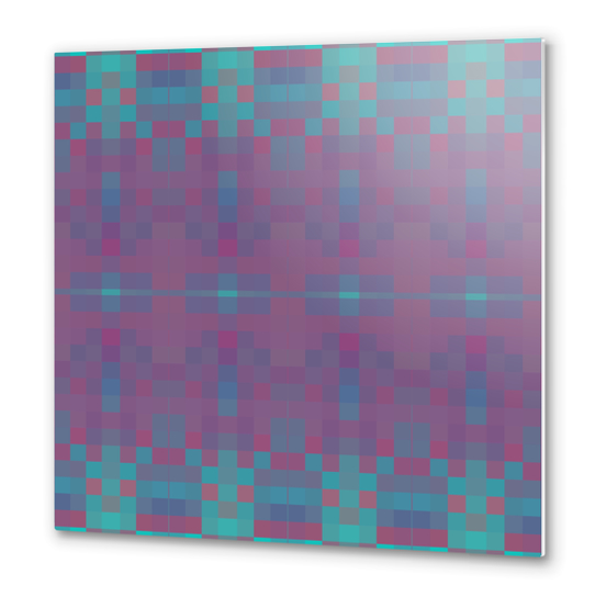 geometric symmetry art pixel square pattern abstract background in purple blue pink Metal prints by Timmy333