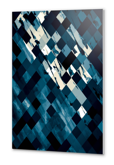 geometric square pixel pattern abstract background in blue Metal prints by Timmy333