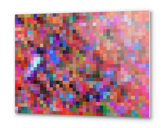 geometric square pixel pattern abstract background in pink blue orange purple Metal prints by Timmy333