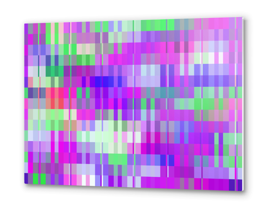 geometric square pixel pattern abstract background in purple pink blue green Metal prints by Timmy333