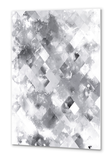 geometric pixel square pattern texture abstract art background in black and white Metal prints by Timmy333