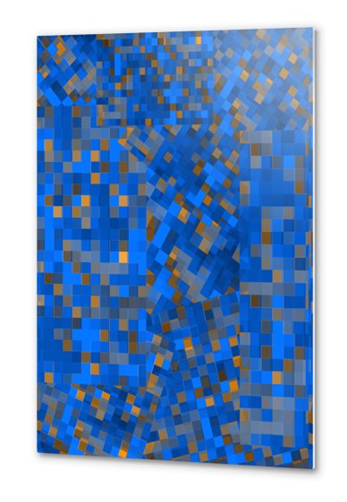 graphic design pixel geometric square pattern abstract background in blue yellow Metal prints by Timmy333