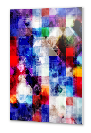 pop art geometric pixel square pattern abstract background in blue pink red Metal prints by Timmy333
