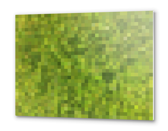 green geometric square pixel pattern abstract background Metal prints by Timmy333