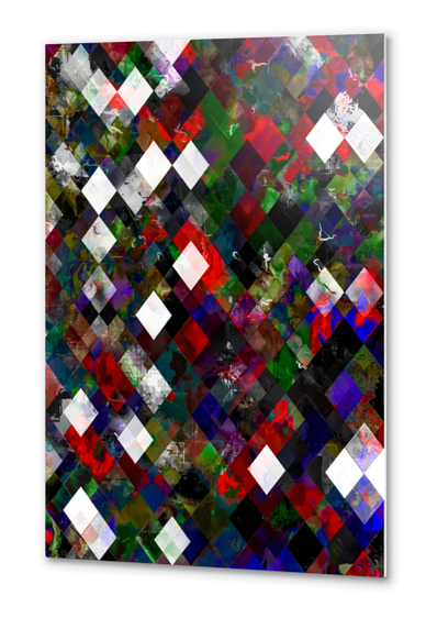 geometric pixel square pattern abstract background in red blue green Metal prints by Timmy333