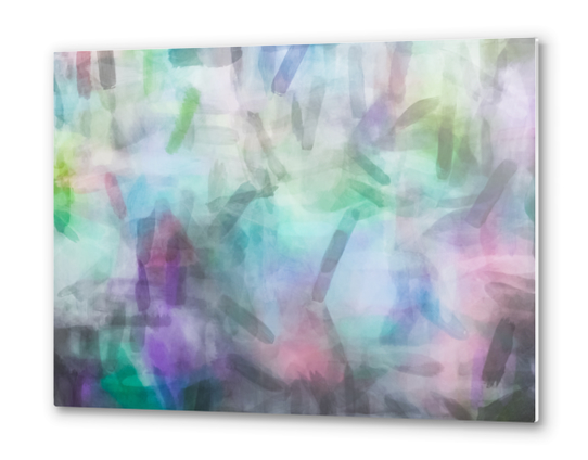 splash painting texture abstract background in purple pink green Metal prints by Timmy333