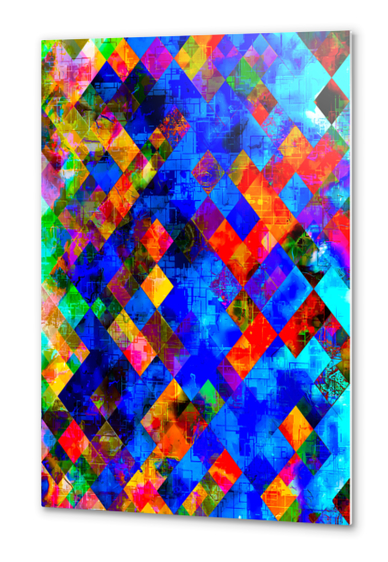 geometric pixel square pattern abstract background in blue red Metal prints by Timmy333