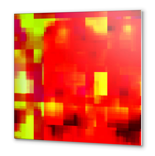 geometric pixel square pattern abstract background in red yellow Metal prints by Timmy333