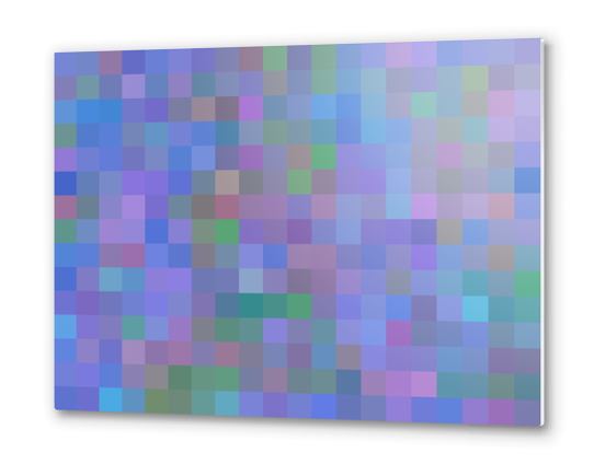 geometric square pixel pattern abstract in purple blue pink Metal prints by Timmy333