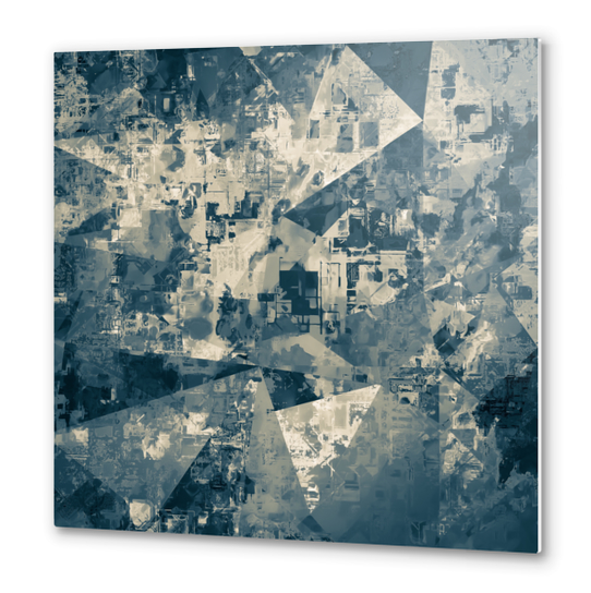 geometric art abstract background in black and white Metal prints by Timmy333