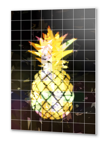 yellow pineapple with geometric triangle pattern abstract  Metal prints by Timmy333