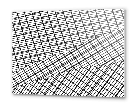 geometric line pattern abstract background in black and white Metal prints by Timmy333