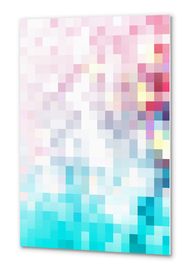 graphic design geometric pixel square pattern abstract background in pink blue yellow Metal prints by Timmy333